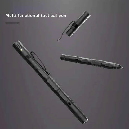 Multifunctional Tactical Ballpoint Pen — 100LM Flashlight, Self-Defense Tool, Window Breaker & EDC Outdoor Survival Pen