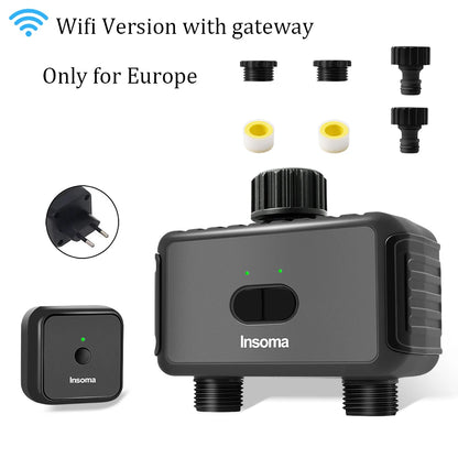 Zigbee/WiFi Automatic Water Timer – Dual Hose Garden Irrigation System, Sprinkler Programmer, Alexa Support