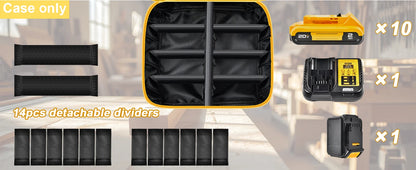 Large Battery Storage Bag for DEWALT & Milwaukee 12V-20V – Tool Battery & Charger Carrying Case (Box Only)