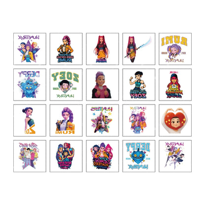 20PCS K-Pop Demon Hunters Temporary Tattoo Stickers – Cute Waterproof Cartoon Party & Christmas Gift
