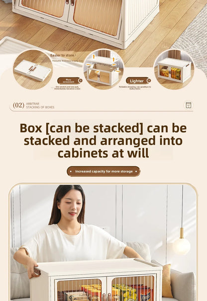 Large Capacity Collapsible Storage Bin — Plastic Organizer with Lid for Clothes, Toys & Blankets, Stackable & Portable for Bedroom or Nursery