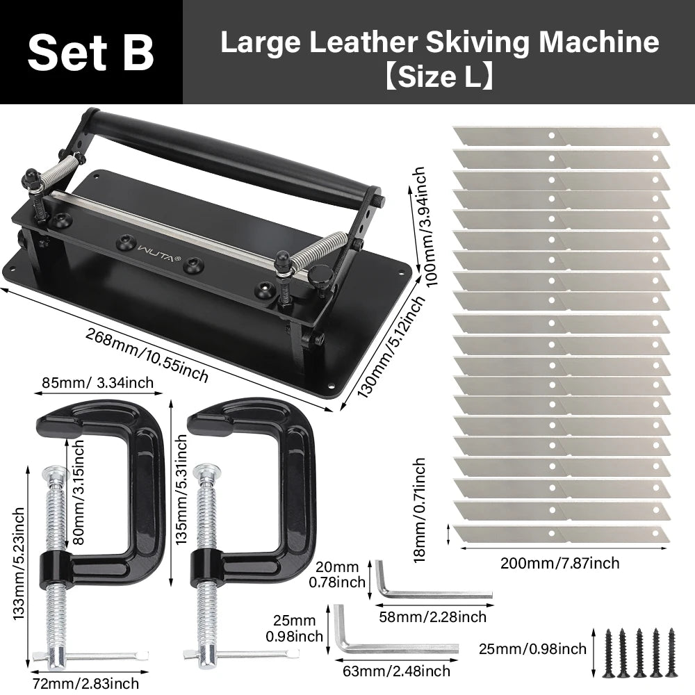 WUTA Manual Leather Skiving Machine – Belt Thinning Splitter & Strap Cutting Tool for Cowhide Leather DIY