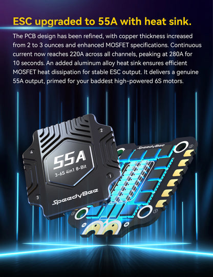 SpeedyBee F4 F405 V4 30x30 Stack – 55A/60A BLS 4-in-1 ESC, ICM42688P, Wireless Bluetooth FC for FPV Racing Drones, iNAV & Betaflight Compatible