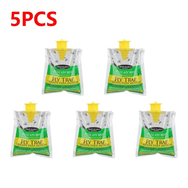 Hanging Fly Trap Bags – Non-Toxic, Water-Soluble Disposable Fly Catchers for Home & Garden