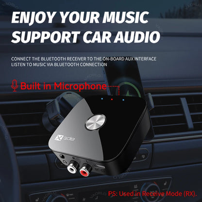 APTX Bluetooth 5.4 Audio Transmitter & Receiver | aptX Adaptive/HD/LL, 3.5mm AUX, 2-in-1 Wireless HiFi Stereo Adapter with Mic