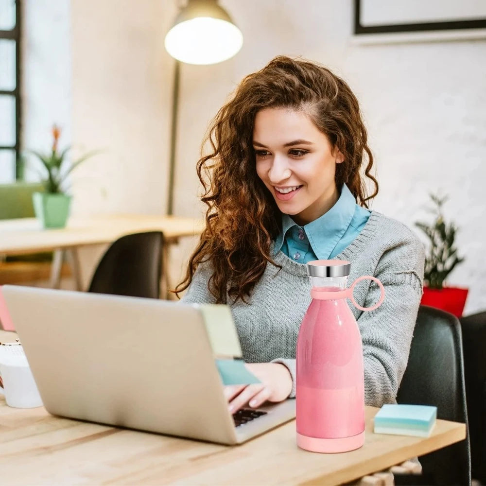 380ML USB Rechargeable Portable Blender – Mini Electric Juicer Bottle for Smoothies, Fresh Fruit & Ice Crushing