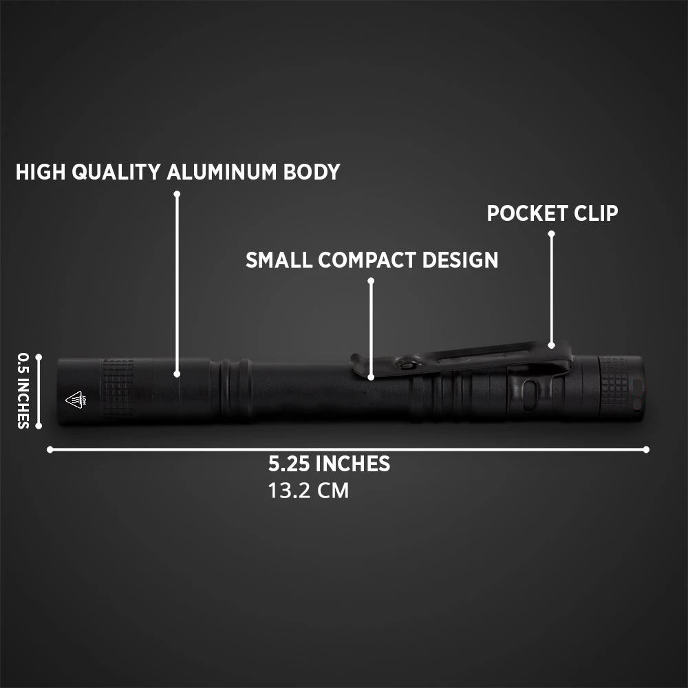 Pen Doctor Mini LED Flashlight - 13cm Portable White Light Torch for Dentists, Nurses, Camping, and Hiking Adventures