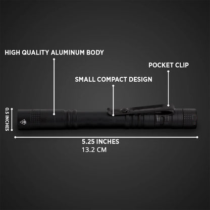 Pen Doctor Mini LED Flashlight - 13cm Portable White Light Torch for Dentists, Nurses, Camping, and Hiking Adventures
