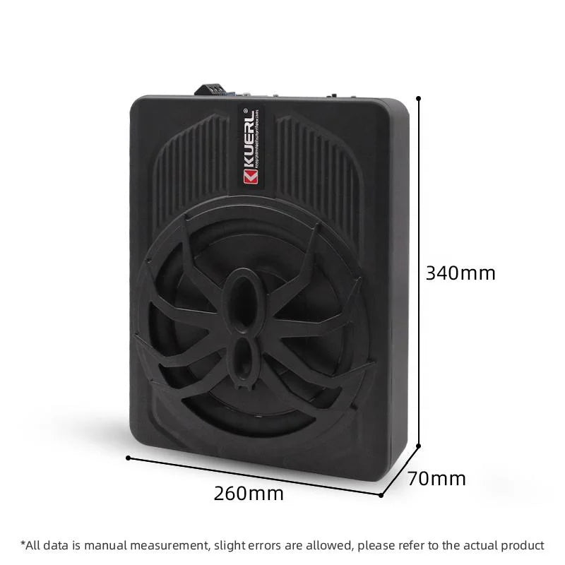 10 Inch Car Audio Subwoofer – 150W RMS Active Stereo, High Power Pure Bass Slim Speaker for Under-Seat Installation