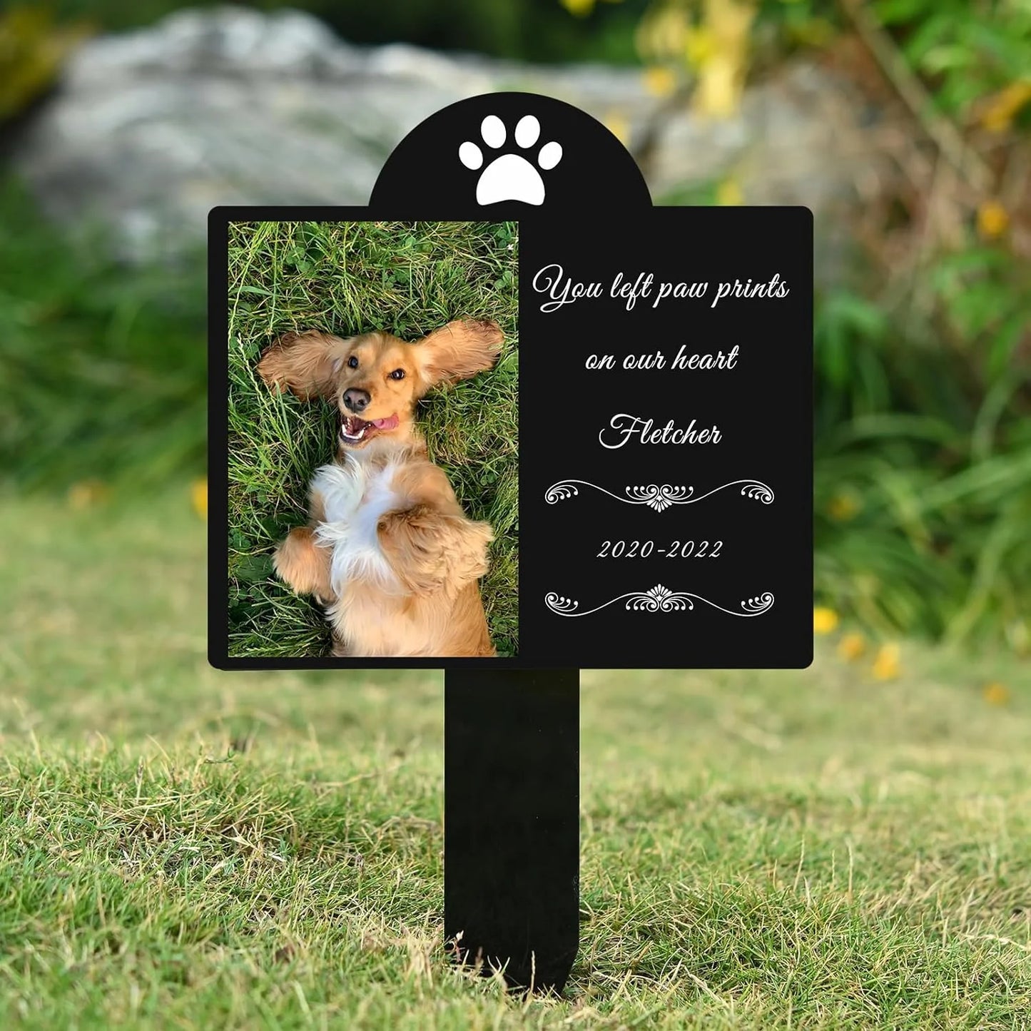 Personalized Pet Memorial Grave Marker – Dog Photo Memorial Stake for Outdoor Garden & Pet Loss Tribute