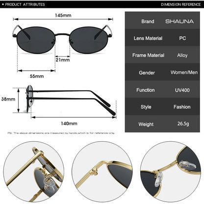 SHAUNA Retro Oval Metal Frame Sunglasses – UV400 Punk Style Shades for Women & Men