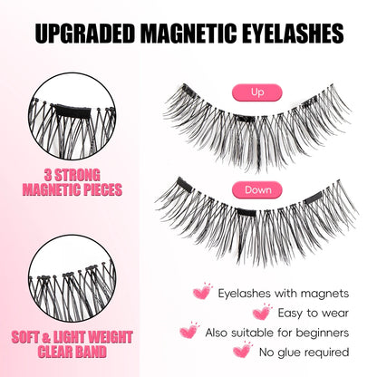 Vipuda Magnetic Eyelashes – Reusable Thick False Lashes with Magnets & Tweezer, Soft Eyelash Extensions