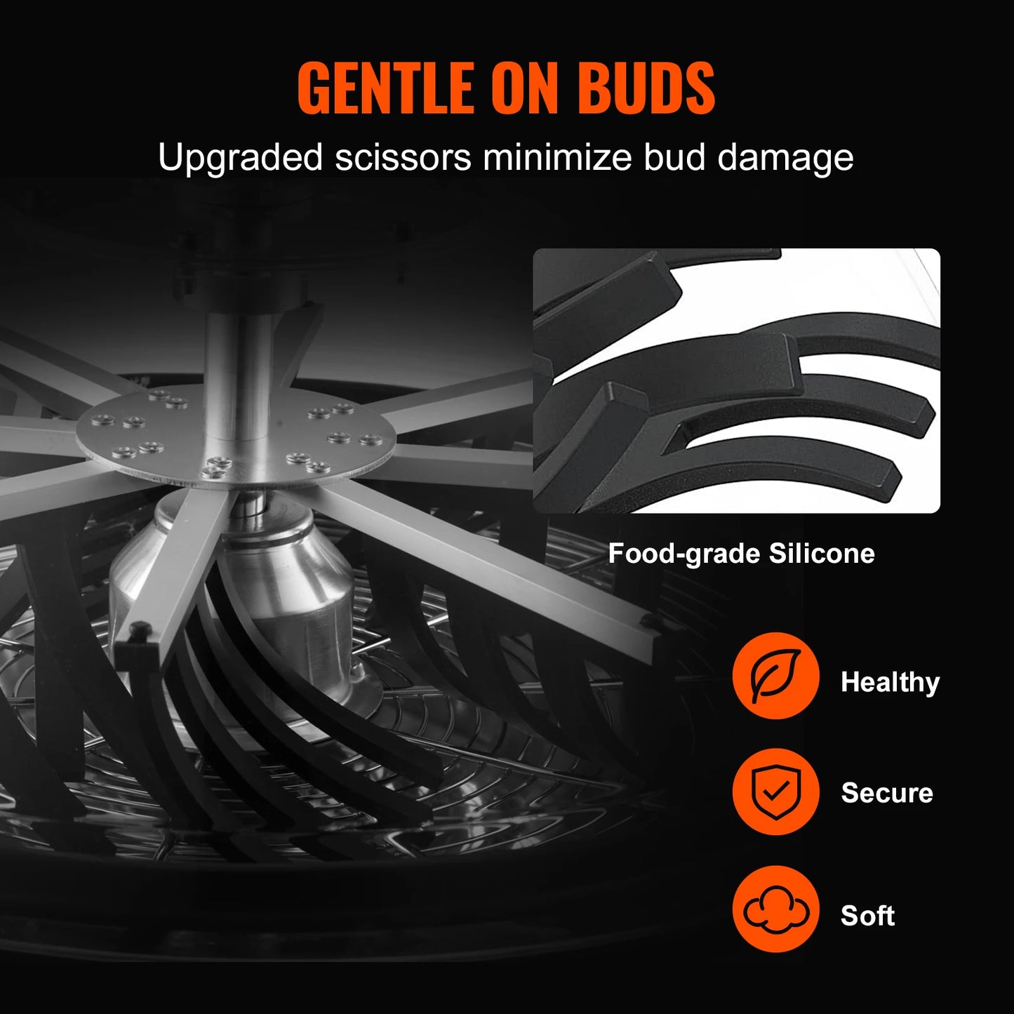 VEVOR 16/19/24 in Manual Leaf & Bud Bowl Trimmer — Stainless Steel Blades, Twist-Spin Cut, Clear Dome