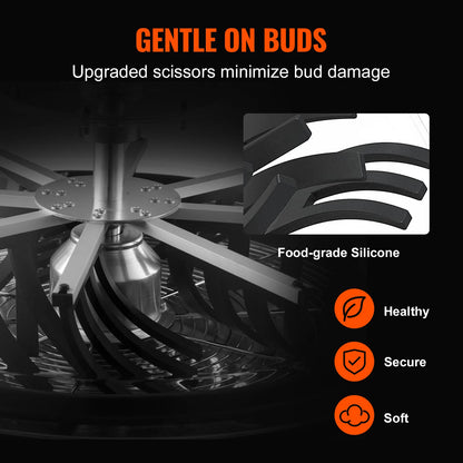 VEVOR 16/19/24 in Manual Leaf & Bud Bowl Trimmer — Stainless Steel Blades, Twist-Spin Cut, Clear Dome