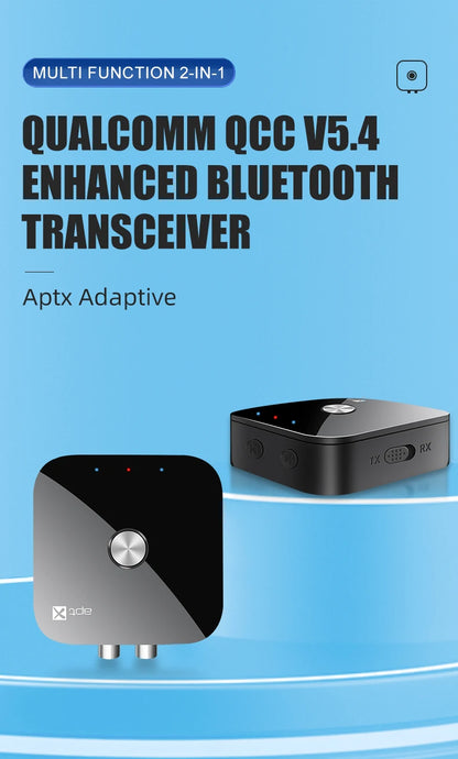 APTX Bluetooth 5.4 Audio Transmitter & Receiver | aptX Adaptive/HD/LL, 3.5mm AUX, 2-in-1 Wireless HiFi Stereo Adapter with Mic