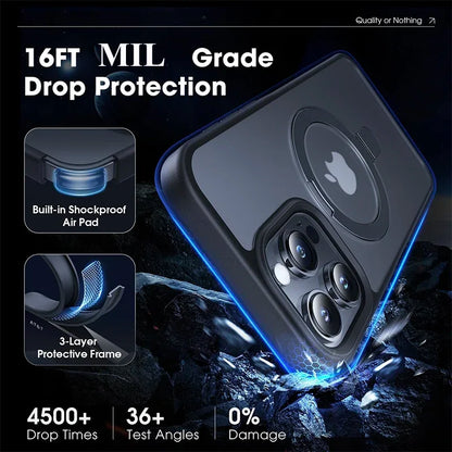 Matte Magnetic iPhone Case with Ring Stand | Translucent Cover for iPhone 11–16 Pro Max, Plus, and Mini