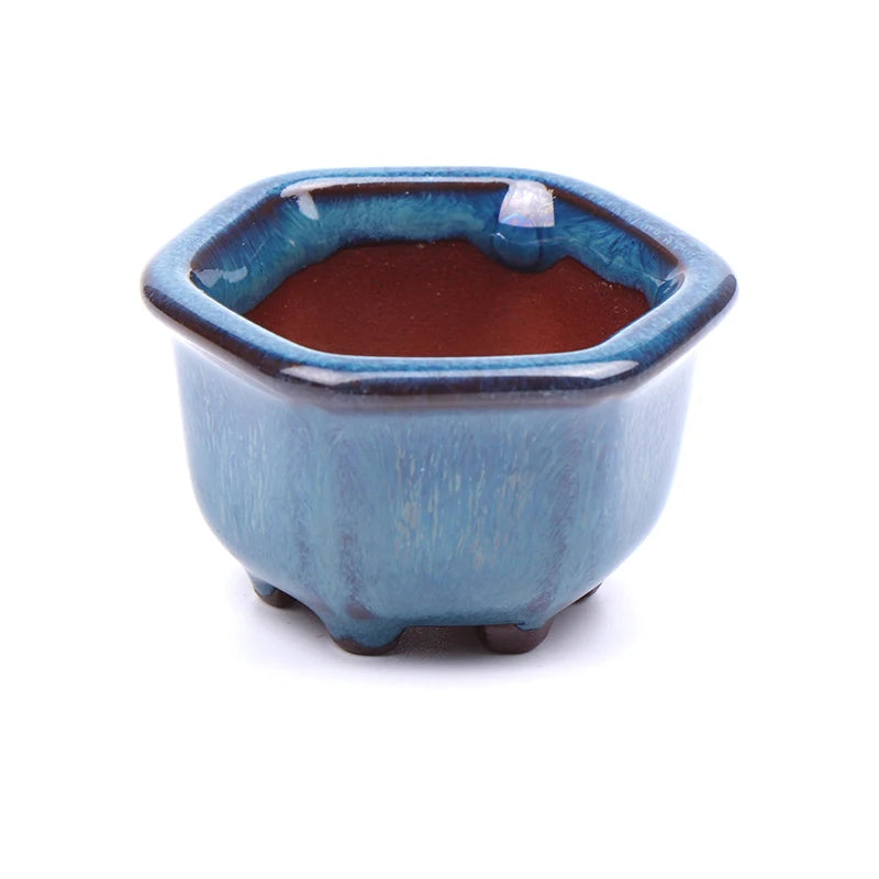 Mini Chinese Style Ceramic Bonsai Pot – Breathable Succulent Planter with Drainage Holes for Home