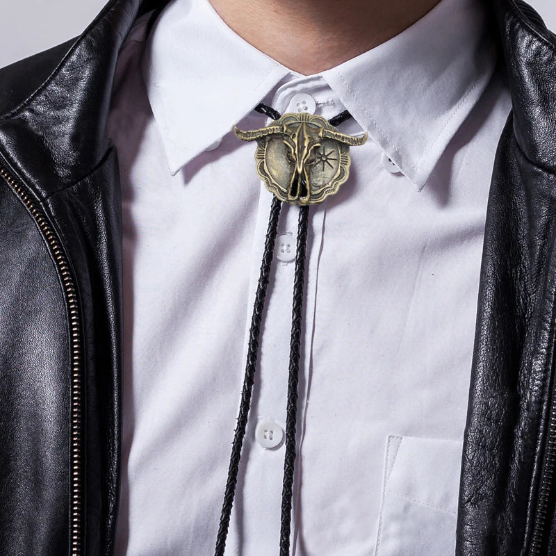 New Arrival Western Southwest Longhorn Steer Cow Skull Bolo Tie – Leather Rodeo Neck Tie, Fashion Shirt Accessories