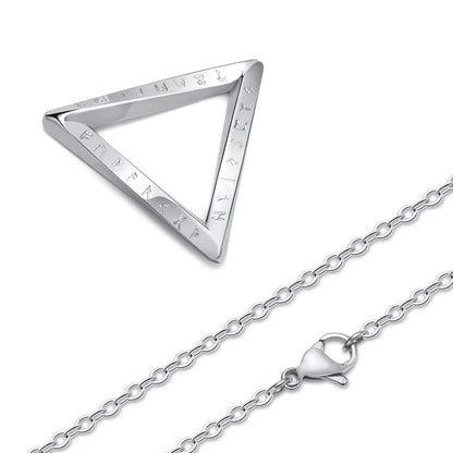 Vnox Norse Viking Pendant Necklace – Twisted Stainless Steel Mobius Triangle, Vegvisir & Valknut Geometric Charm