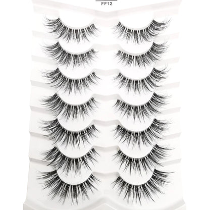 HBZGTLAD 7 Pairs Cat Eye Faux Mink Lashes – Clear Band, Wispy & Natural Full Strip Eyelashes