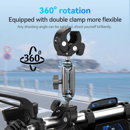 TELESIN Motorcycle Bike Monopod, Panoramic Handlebar Mount, Invisible Selfie Stick Bracket for GoPro Hero, DJI, Insta360