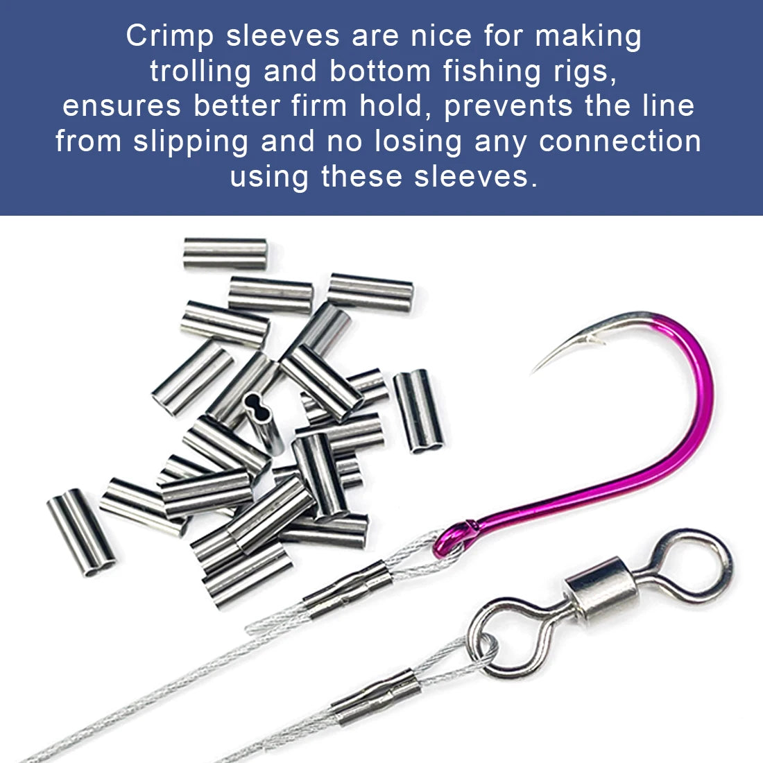 50-200pcs Brass Fishing Wire Tubes – Single & Double Barrel Crimp Sleeves, Line Connectors & Fishing Accessories