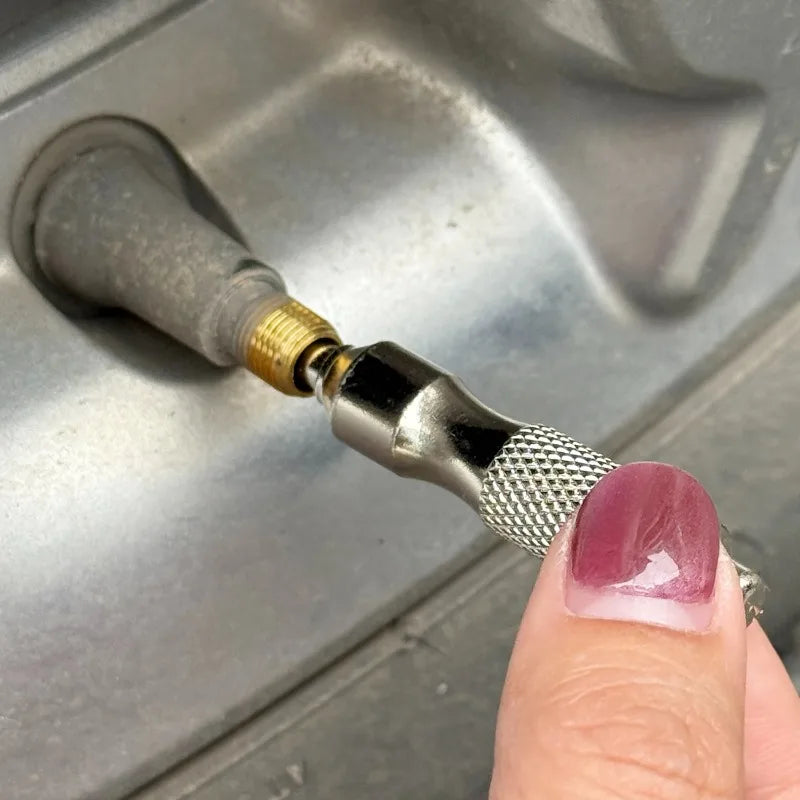 Universal Stainless Steel Tire Repair Screwdriver & Valve Wrench with Key Ring – Car & Motorcycle Tire Repair Tool