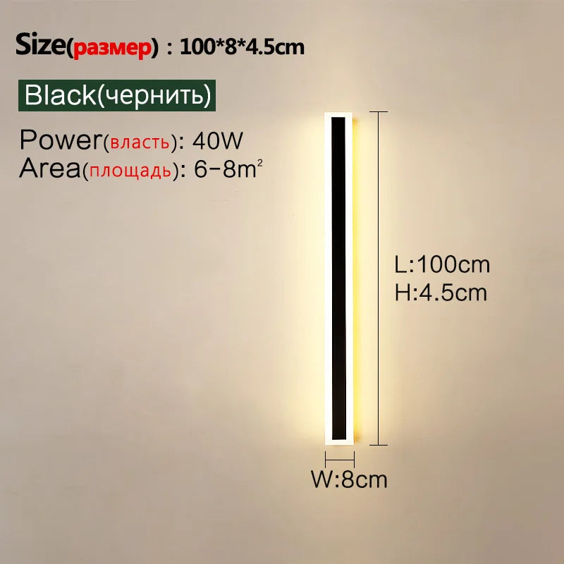 Outdoor Wall Lamp – IP65 Waterproof LED Long Corridor & Staircase Light, Balcony, Villa & Garden Entrance Lighting