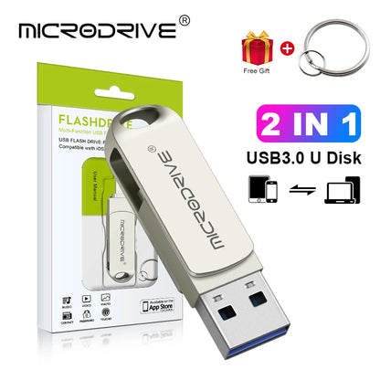 iPhone/iPad OTG Flash Drive – 32GB, 64GB, 128GB, 256GB Memory Stick, USB 3.0 Pen Drive, Mobile Micro USB
