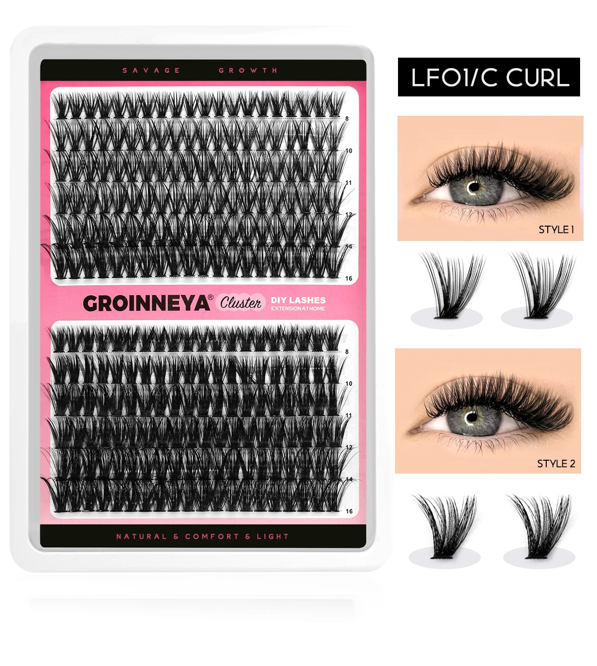 Lash Clusters Extension Kit – Fake Eyelashes Set with Lash Bond, Seal, and Applicator Tool for Makeup