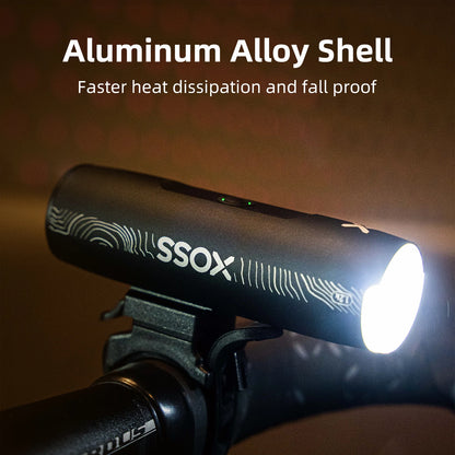 XOSS XL1200 Bike Light – 1200 Lm Waterproof Headlight, Type-C Rechargeable Front Lamp, Aluminum Ultralight Bicycle Flashlight