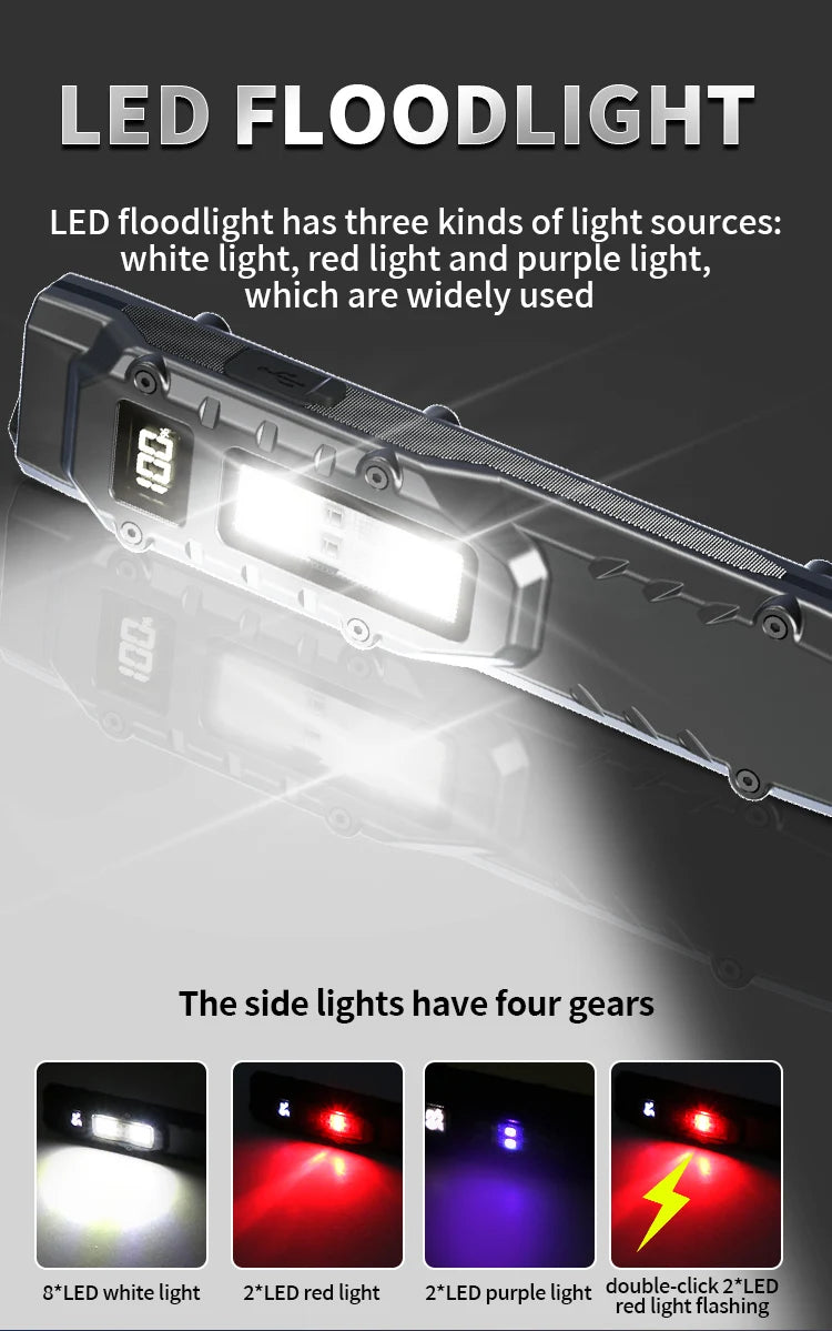 Portable 800 Lumens USB Rechargeable Tactical Flashlight – IPX4 Waterproof LED COB Work Light for Camping