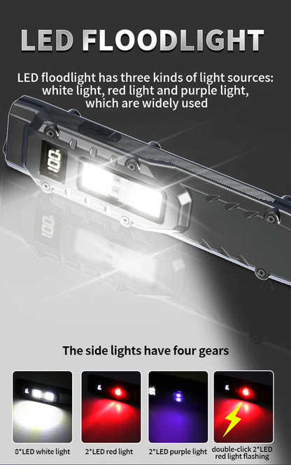 Portable 800 Lumens USB Rechargeable Tactical Flashlight – IPX4 Waterproof LED COB Work Light for Camping