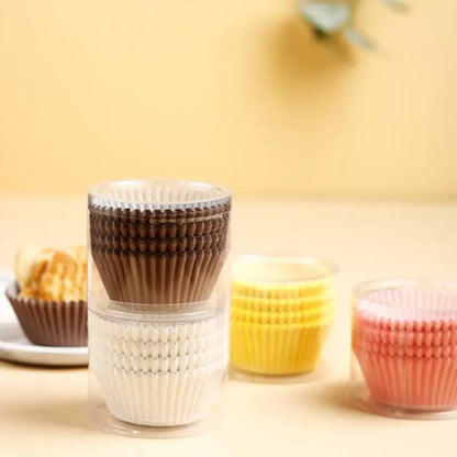 100pcs Disposable Muffin & Egg Tart Cups – Heat-Resistant Thickened Paper Cupcake Liners for Baking