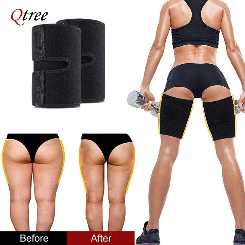 Qtree Thigh Trimmer Trainer Belt - Hot Neoprene Legging Shapers for Women - Slimming Thigh Sauna Sweat Wraps for Weight Loss Support
