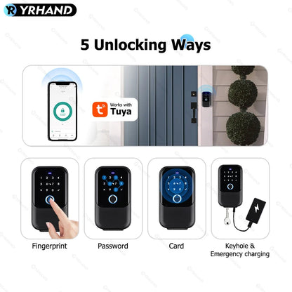 YRHAND TTlock Smart Password Fingerprint Lock Box – Digital Card & Tuya-Compatible Portable IP66 Security for Smart Homes