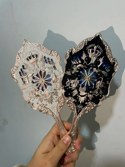 Flower Knows Angel Series Handheld Mirror – White, Black & Pink Compact Mirror