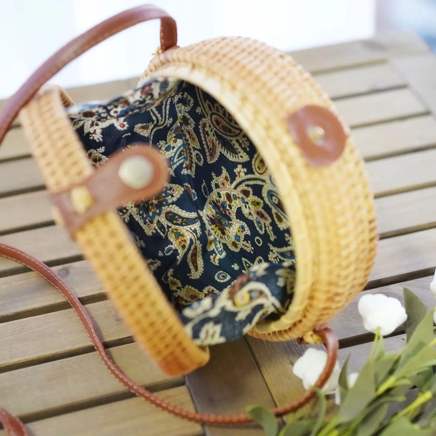 Handmade Straw Bag – Women’s Summer Rattan Beach Handbag, Boho Woven Circle Tote