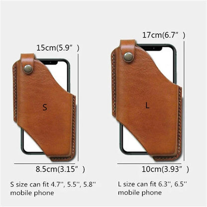Leather Men’s Phone Case Pouch, Belt Waist Bag for iPhone, Cellphone Holster, Wallet & Purse Waist Pack Holder