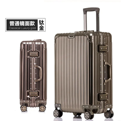 Aluminum Metal Luggage Carry-On Travel Bags - 20/22/28/30 Inch Trolley Suitcase with Cabin Size and Password Lock
