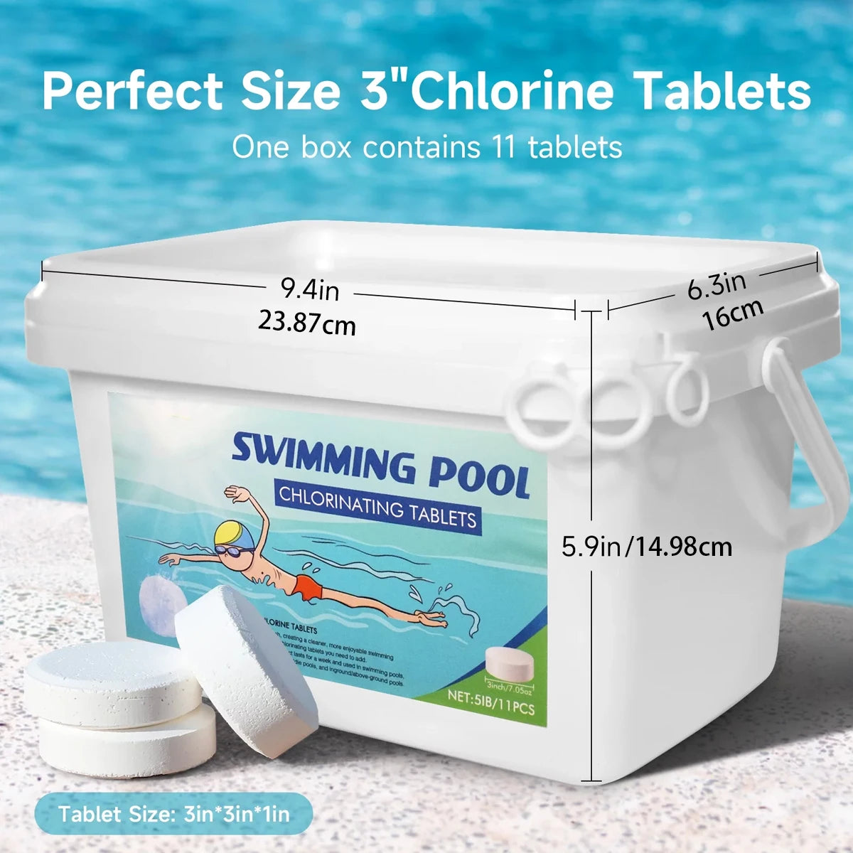 3-Inch 40 lbs Stabilized Pool Chlorine Tablets – Slow Dissolving for Pools, Hot Tubs & Spas