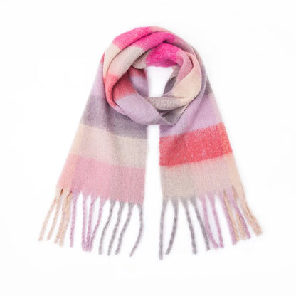 2025 Women's Winter Thick Cashmere Scarf – Warm Pashmina Shawl with Rainbow Tassels & Wraps