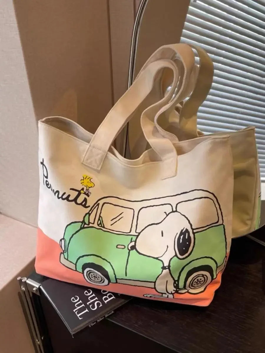 Snoopy Girl Cartoon Canvas Bag – Cute, Lightweight, Large Capacity Shoulder Bag for Travel & Casual Use