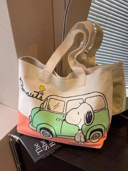 Snoopy Girl Cartoon Canvas Bag – Cute, Lightweight, Large Capacity Shoulder Bag for Travel & Casual Use