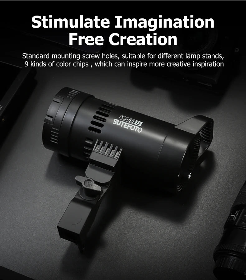 Sutefoto TJ55 Bi-Color LED Video Light - 55W COB Photographic Light, 3200K-5600K, Portable Fill Light for Video & Live Streaming