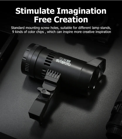 Sutefoto TJ55 Bi-Color LED Video Light - 55W COB Photographic Light, 3200K-5600K, Portable Fill Light for Video & Live Streaming