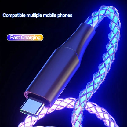 6A Fast Charging RGB Luminous Data Cable – 66W Type-C Charger for iPhone 15 Pro, Huawei, Samsung
