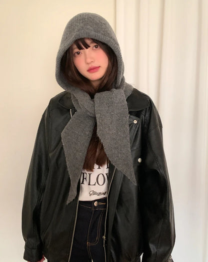 Autumn & Winter Hat and Scarf Set – Wool Knit Earmuffs, Fashionable Neck Warmer for Women