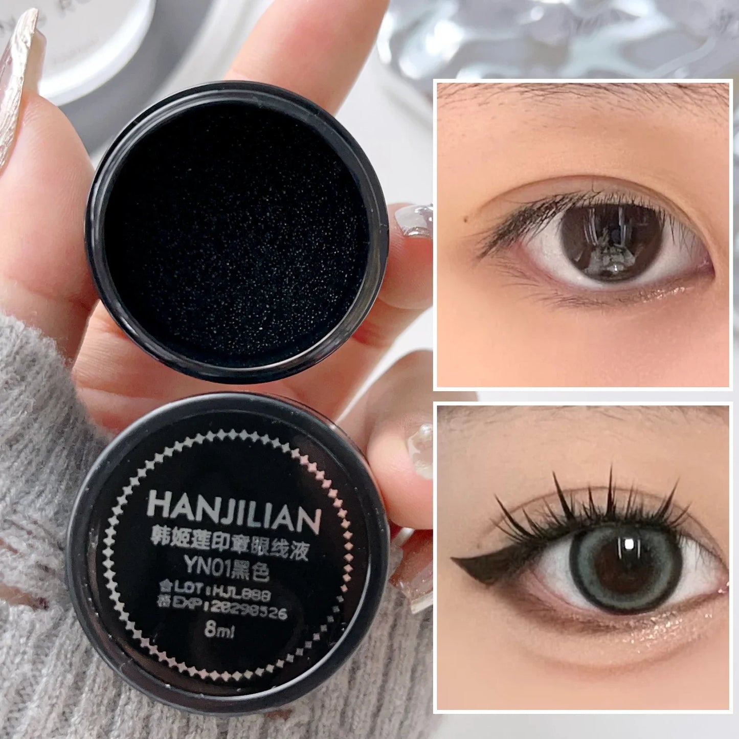 Double-Ended Eyeliner Stamps Set - Long-Lasting Template with Ink for DIY Eye Liner Extension & Makeup Stencils Tools