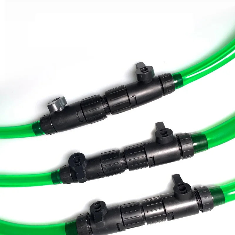 12mm/16mm Double Tap Quick Release Aquarium Valve — No-Leak Water Flow Control & Filter Connector